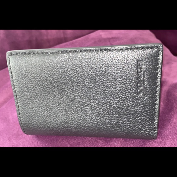 Men’s Coach Black Tri-Fold Pebble Leather Wallet - Picture 2 of 4